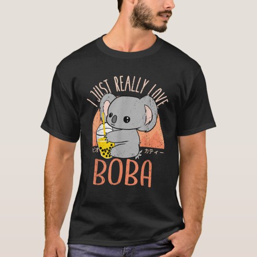 Kawaii Koala Ik hou gewoon van Boba Bubble Tea T-shirt (Voorkant)