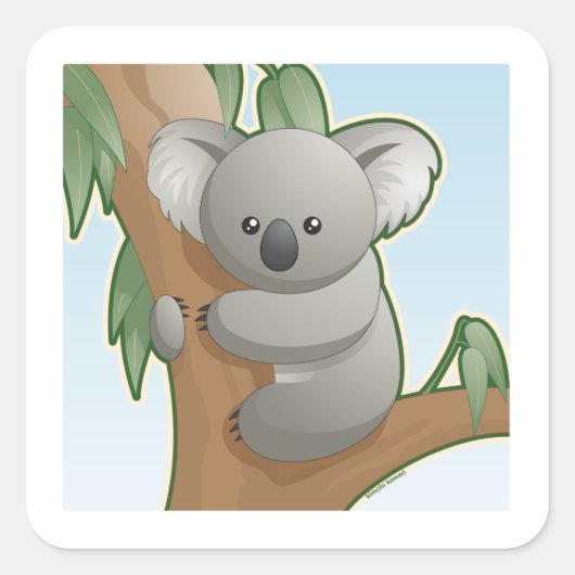 Kawaii Koala Vierkante Sticker (Voorkant)