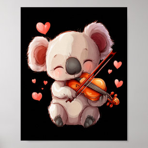 Kawaii Koala Vioolspelend Grafisch Voor Valentijn Poster