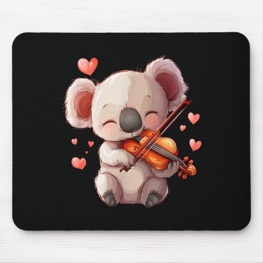 Kawaii Koala Vioolspelende Grafische Afbeelding Vo Muismat (Voorkant)