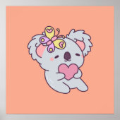 Kawaii Koala with Heart and Butterfly Poster (Voorkant)