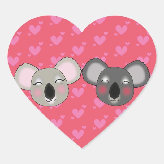 Kawaii koala's in liefde sticker (Voorkant)