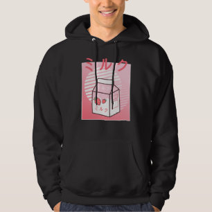 Kawaii Koe Retro Japanse aardbeienmelk Hoodie