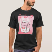 Kawaii Koe Retro Japanse aardbeienmelk T-shirt (Voorkant)