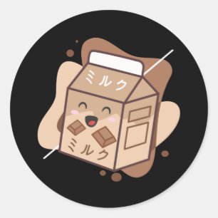 Kawaii Koe Retro Japanse Chocolate Milk Koeien Ronde Sticker