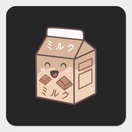 Kawaii Koe Retro Japanse Chocolate Milk Koeien Vierkante Sticker (Voorkant)