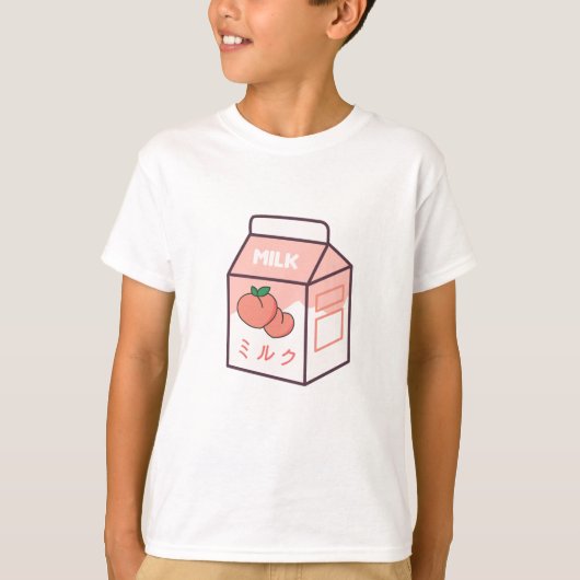 Kawaii Koe Retro Japanse peach Milk T-shirt (Voorkant)