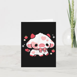 Kawaii Koe Strawberry Lief Esthetische Anime Meisj Kaart