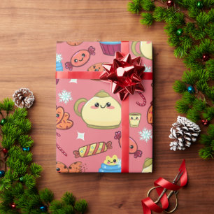 Kawaii koekjes en leuke thee tijd patroon cadeaupapier