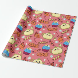 Kawaii koekjes en leuke thee tijd patroon cadeaupapier