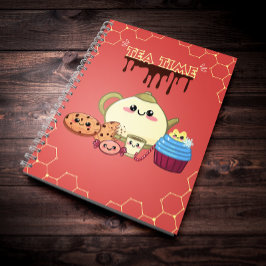 kawaii koekjes en warme thee tijdstip notitieboek