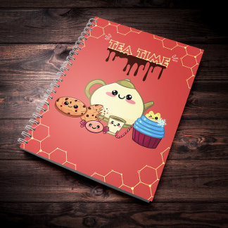 kawaii koekjes en warme thee tijdstip notitieboek