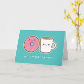Kawaii Koffie & Donut Kaart (Gele Bloem)