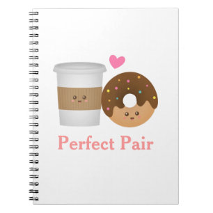 Kawaii Koffie en Donut in liefde, Perfect Paar Notitieboek