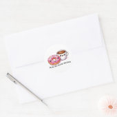 Kawaii Koffie en Donut Samen Beter Patroon Ronde Sticker (Envelop)