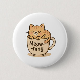 Kawaii Koffie Kat Ronde Button 5,7 Cm