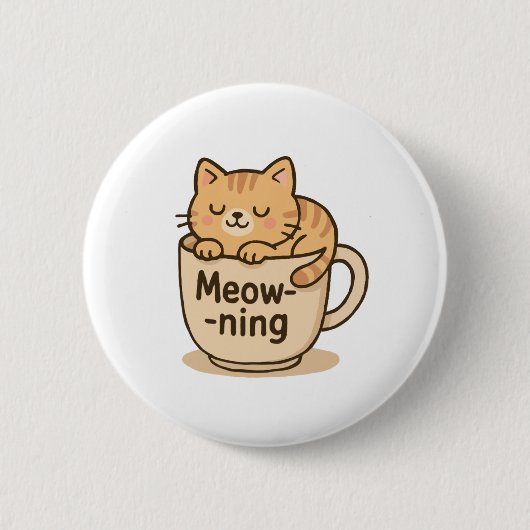 Kawaii Koffie Kat Ronde Button 5,7 Cm (Voorkant)
