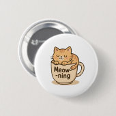 Kawaii Koffie Kat Ronde Button 5,7 Cm (Voorkant /achterkant)
