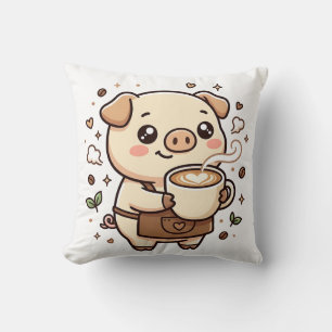 Kawaii Koffie Latte Varken Kussen