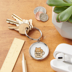 Kawaii koffiekat sleutelhanger