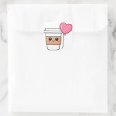 Kawaii koffiekopje met hart vierkante sticker (Tas)
