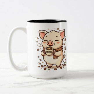 Kawaii koffiekopje met tweetonig ontwerp en een le tweekleurige koffiemok