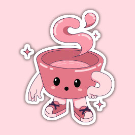 Kawaii koffiekopje, Schattigee theekop Sticker