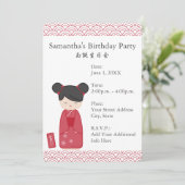 Kawaii Kokeshi Birthday Kaart (Staand voorkant)