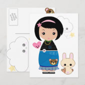 Kawaii Kokeshi Briefkaart (Voorkant / Achterkant)
