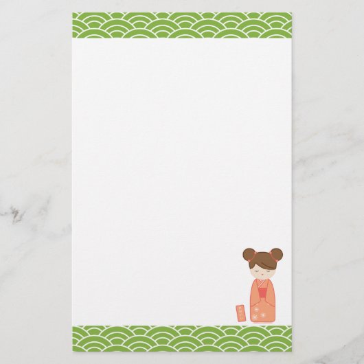 Kawaii Kokeshi Briefpapier (Voorkant)