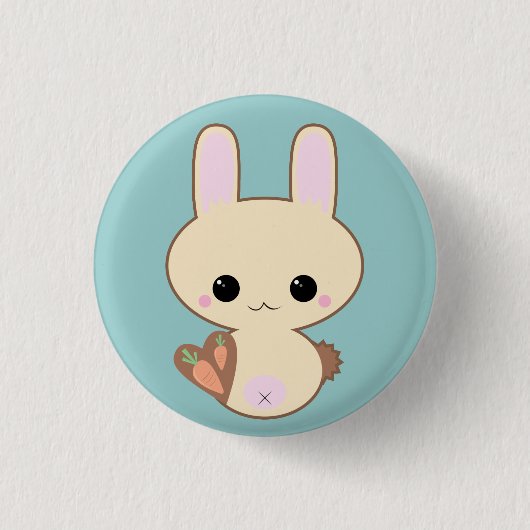 Kawaii Kokeshi Bunny Pin Ronde Button 3,2 Cm (Voorkant)