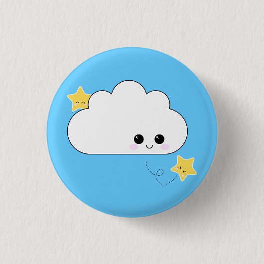 Kawaii Kokeshi Cloud Pin Ronde Button 3,2 Cm (Voorkant)