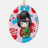 Kawaii Kokeshi Doll Keramisch Ornament (Rechts)