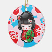Kawaii Kokeshi Doll Keramisch Ornament (Links)