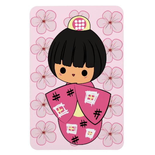 Kawaii Kokeshi Doll magneet (Verticaal)