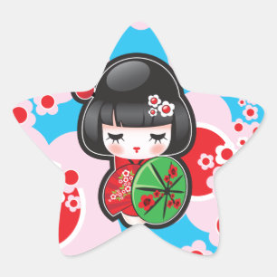 Kawaii Kokeshi Doll Ster Sticker