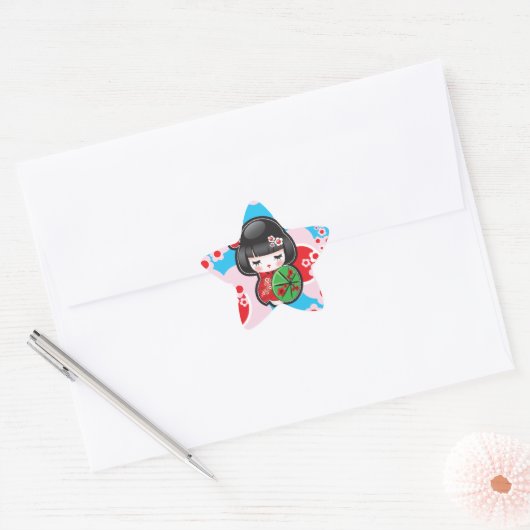 Kawaii Kokeshi Doll Ster Sticker (Envelop)