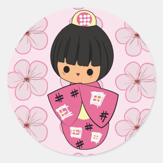 Kawaii Kokeshi Doll stickers (Voorkant)