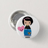 Kawaii Kokeshi Pin Ronde Button 3,2 Cm (Voorkant /achterkant)