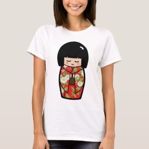 Kawaii Kokeshi (Rood) Japans Doll Shirt
