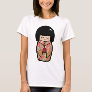 Kawaii Kokeshi (roze) Japanese Doll Shirt