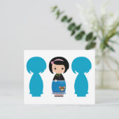Kawaii Kokeshi Silhouette Briefkaart (Staand voorkant)