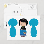 Kawaii Kokeshi Silhouette Briefkaart (Voorkant / Achterkant)