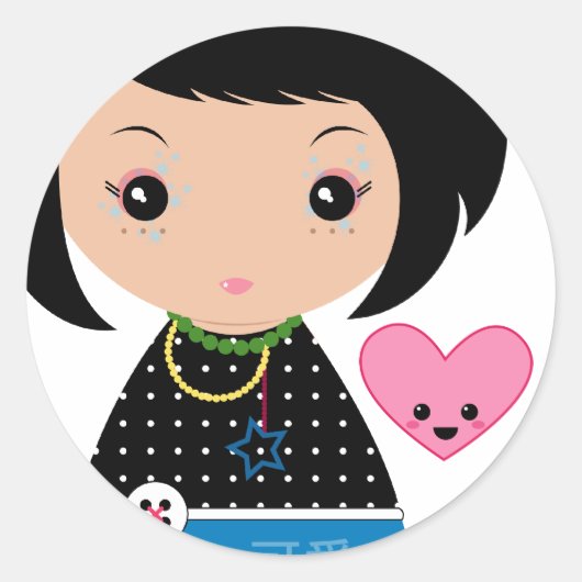 Kawaii Kokeshi Sticker (Voorkant)