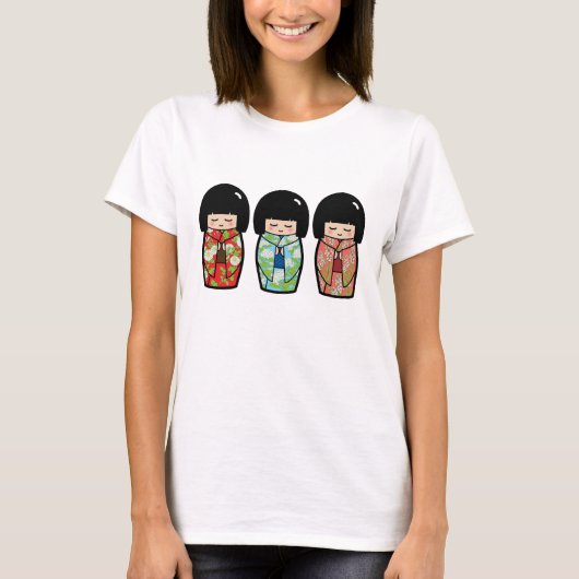 Kawaii Kokeshi Trio Japans Shirt Doll (Voorkant)