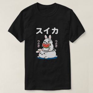 Kawaii Konijn Eet Watermeloen Japanse Konijn Kunst T-shirt