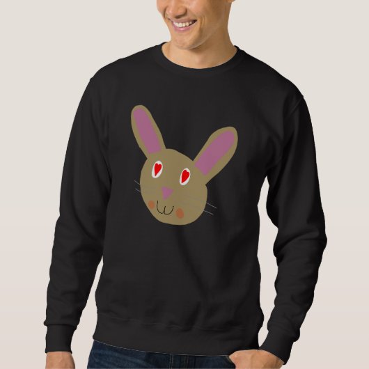 Kawaii konijn gezicht met hart ogen trui (Voorkant)