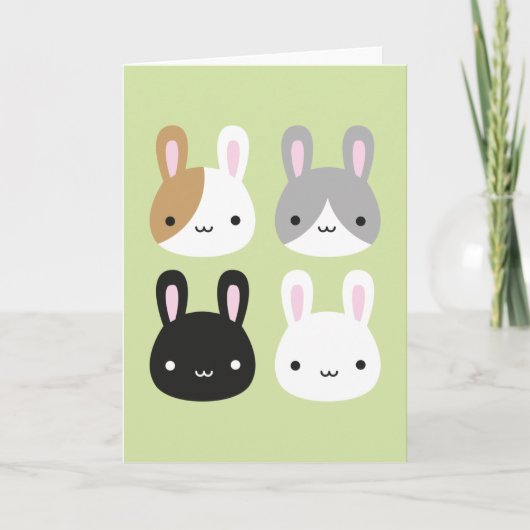 Kawaii Konijn Konijnen Kaart (Voorkant)