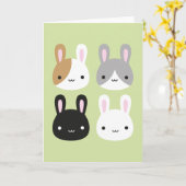 Kawaii Konijn Konijnen Kaart (Gele Bloem)