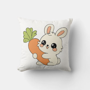 Kawaii Konijn met Wortel Kussensloop Kussen